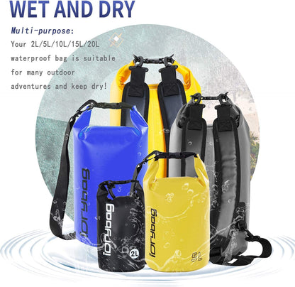 Dry Bag for Kayaking Waterproof 2L/5L/10L/15L/20L, Small Dry Sack Waterproof Bag for Boating