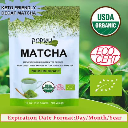 Matcha Powder 1 Lb - USDA Organic Matcha Green Tea Powder Premium Grade Matcha 1St Harvest Pure Matcha 16 Ounce